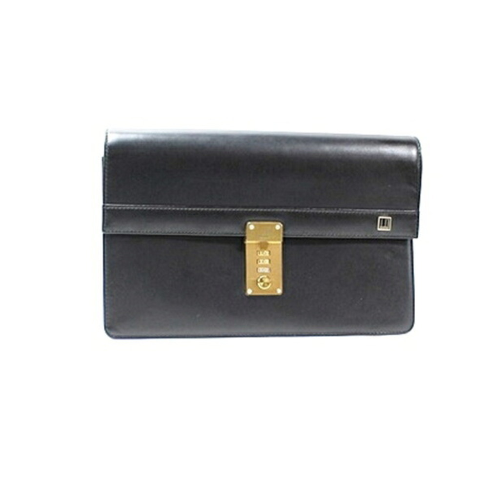 Dunhill Second Bag Clutch with Dial Lock, Leather, Black, Men's